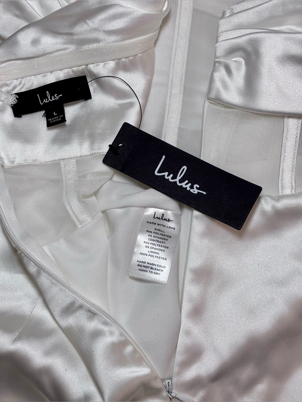 Lulus NWT High-Class Hottie White Satin Strapless Bustier Midi Sz L #2082736 - Picture 11 of 16